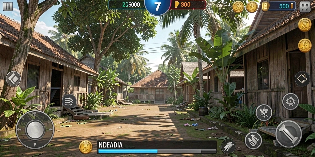Screenshot menunjukkan karakter utama dalam misi seru.