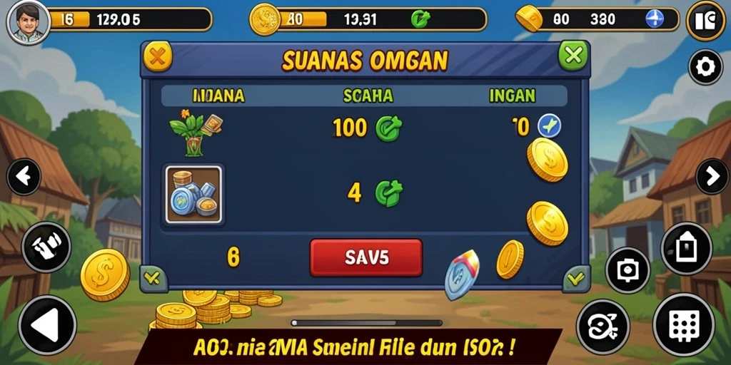 Menampilkan antarmuka permainan slot yang menarik.